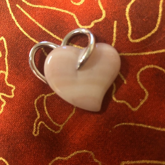 Zales Rose Quartz & Silver Heart pendant - Picture 2 of 3